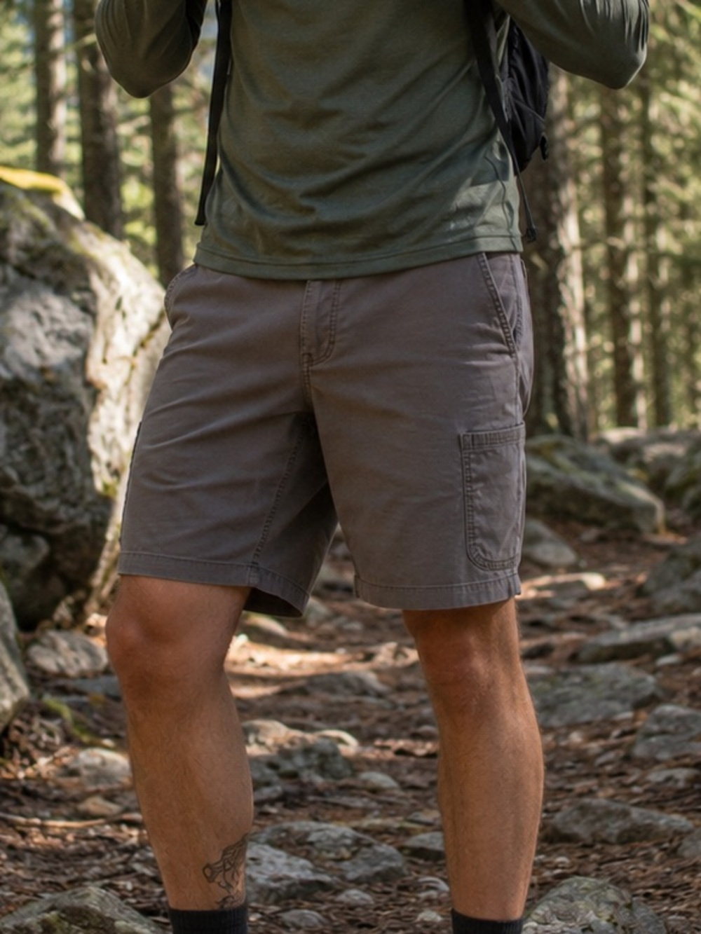 PrAna Organic Cotton Stretch Utility Shorts Gray Men’s 36 Hiking Casual Outdoors